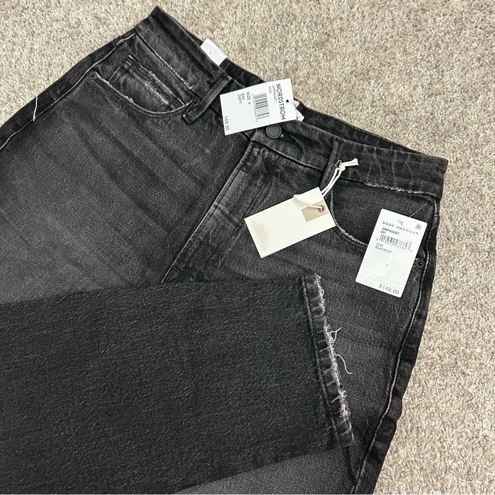 Good American Good Mom Jeans Women’s‎ 4/27 Black Denim New with Tags Ankle